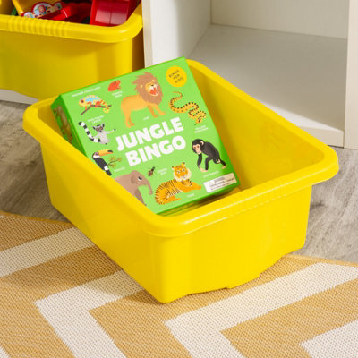 Wham 4x Stack & Store 16L Yellow Plastic Storage Boxes. Home, Office, Classroom, Playroom, Toys, Books. L42 x W32 x H17cm