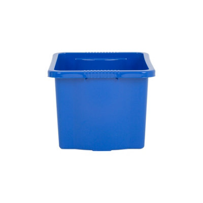 Wham 4x Stack & Store 24L Blue Plastic Storage Boxes. Home, Office, Classroom, Playroom, Toys, Books. L42 x W32 x H25cm