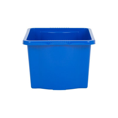 Wham 4x Stack & Store 30L Blue Plastic Storage Boxes. Home, Office, Classroom, Playroom, Toys, Books. L45.5 x W35 x H25cm