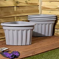 Wham 4x Vista Plastic Planter, Corner Garden Plant Pot, Medium Floor Pot (40cm, 25L, Pack of 4) Made in UK (Upcycled Grey)