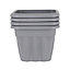Wham 4x Vista Plastic Planter, Square Garden Plant Pot, Small Floor Pot (33cm, 16L, Pack of 4) Made in UK (Upcycle Grey)