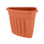 Wham 4x Vista Terracotta Plastic Planter, Corner Garden Plant Pot, Large Floor Pot (49cm, 49L, Pack of 4)