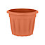 Wham 4x Vista Terracotta Plastic Planter, Round Garden Plant Pot, Medium Floor Pot (40cm, 20L, Pack of 4)