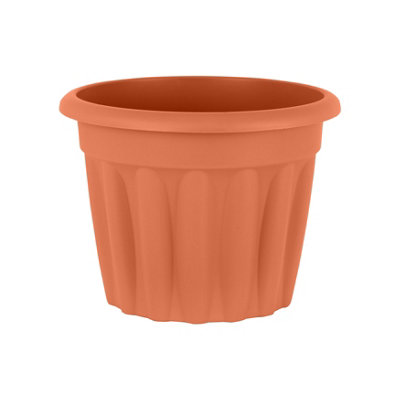 Wham 4x Vista Terracotta Plastic Planter, Round Garden Plant Pot, Medium Floor Pot (40cm, 20L, Pack of 4)