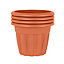 Wham 4x Vista Terracotta Plastic Planter, Round Garden Plant Pot, Small Floor Pot (33cm, 12L, Pack of 4)