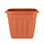 Wham 4x Vista Terracotta Plastic Planter, Square Garden Plant Pot, Large Floor Pot (49cm, 50L, Pack of 4)