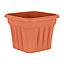 Wham 4x Vista Terracotta Plastic Planter, Square Garden Plant Pot, Medium Floor Pot (40cm, 25L, Pack of 4)
