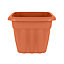 Wham 4x Vista Terracotta Plastic Planter, Square Garden Plant Pot, Small Floor Pot (33cm, 16L, Pack of 4)