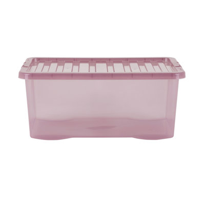 Wham 5 Piece Multisize Crystal Stackable Plastic Storage Box & Lid Set Tint Dusky Orchid - 6