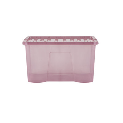 Wham 5 Piece Multisize Crystal Stackable Plastic Storage Box & Lid Set Tint Dusky Orchid - 7