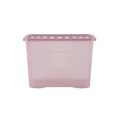 Wham 5 Piece Multisize Crystal Stackable Plastic Storage Box & Lid Set Tint Dusky Orchid - 8