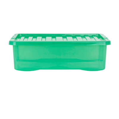 Wham 5 Piece Multisize Crystal Stackable Plastic Storage Box & Lid Set Tint Leprechaun Green - 5