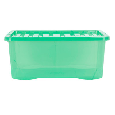 Wham 5 Piece Multisize Crystal Stackable Plastic Storage Box & Lid Set Tint Leprechaun Green - 6