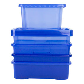 Wham 5 Piece Multisize Crystal Stackable Plastic Storage Box & Lid Set Tint Spectrum Blue
