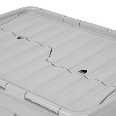 Wham 54 Litre Croc Storage Boxes with Twin Hinged Grey Lids, Pack of 5 ...
