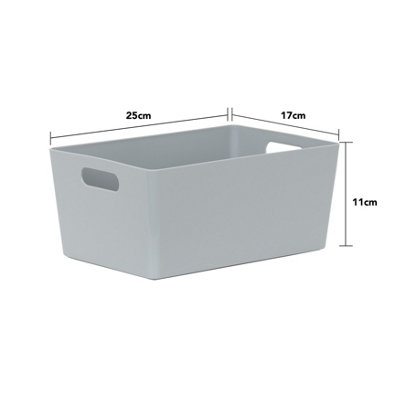 Wham 5x Plastic Studio Basket 4.02 Rectangular Home & Office Storage Basket, 25 x 17 x 11cm, 3.9L (Cool Grey)