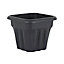 Wham 6x Vista Plastic Planter, Square Garden Plant Pot, Extra Small Floor Pot (25cm, 5.5L, Pack of 6)  Made in UK (Slate)