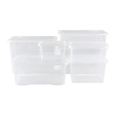 Wham 7 Piece Multisize Crystal Stackable Plastic Storage Box & Lid Set Clear - 3