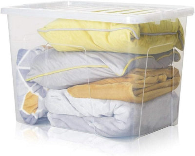 Wham 80 Litre Versatile Home Storage Box, 60 cm x 40 cm x 42 cm , Clear