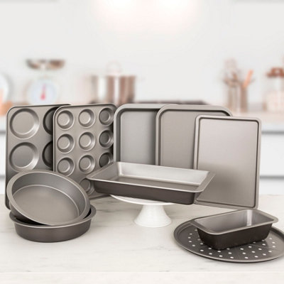 Wham Baker & Salt 10 Piece Large Family Bakeware Set Silver DIY at B&Q