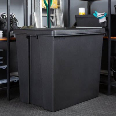 Wham Bam 1x 154L Extra Deep Heavy Duty Garage Storage Box With Lid, Recycled and Recyclable Strong Box, Black,