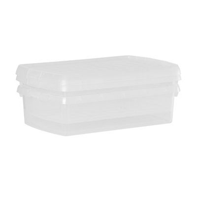 Wham Clip 2 x 7L Rectangular Plastic Storage Boxes with Clip Lock Lids ...