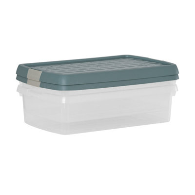 Wham Clip 2 x 7L Rectangular Plastic Storage Boxes with Clip Lock Lids ...