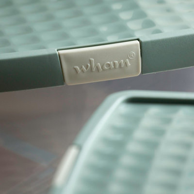Wham Clip 2x 10.5L Rectangular Plastic Storage Boxes with Secure Clip Lock Lids. L:39 x W:24 x H:15.5cm Clear/Green Milieu/Stone - 3
