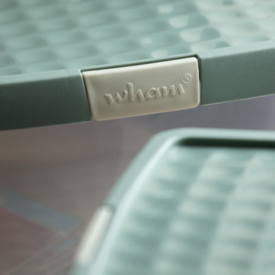 Wham Clip 2x 14L Rectangular Plastic Storage Boxes with Secure Clip Lock Lids. L:39 x W:24 x H:21cm Clear/Green Milieu/Stone - 3