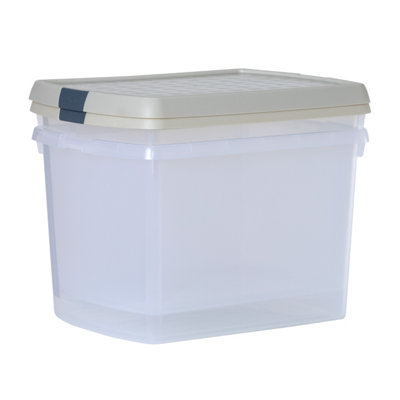 Wham Clip 2x 21.5L Rectangular Plastic Storage Boxes with Clip Lock ...