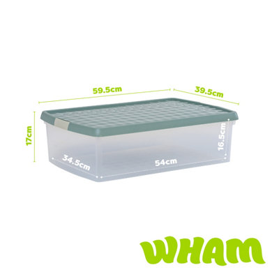Wham Clip 2x 30L Rectangular Plastic Storage Boxes with Clip Lock Lids ...