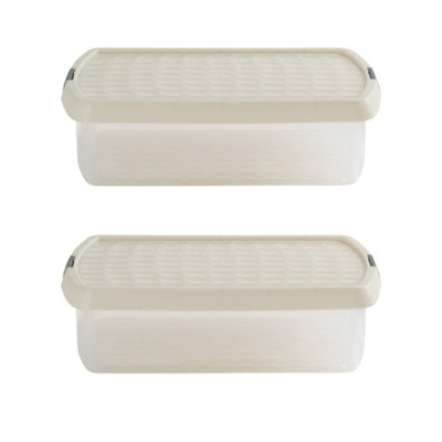 Wham Clip 2x 8.5L Rectangular Plastic Storage Boxes with Secure Clip Lock Lids. L:39 x W:29 x H:10.5cm Clear/Stone/Slate Grey
