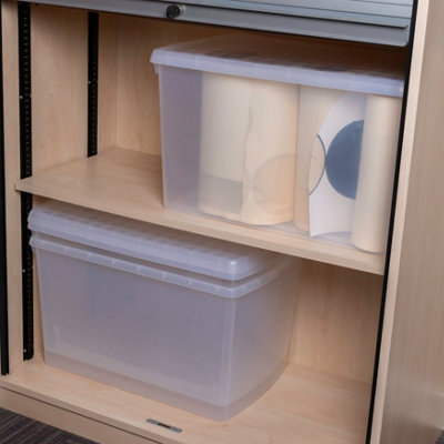 Wham Clip 3x 62L Rectangular Plastic Storage Boxes with Secure Clip Lock Lids. L:59.5 x W:39.5 x H:33.5cm Clear/Clear/Clear