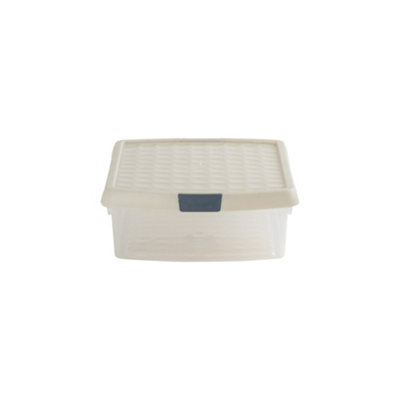 Wham Clip 3x 8.5L Rectangular Plastic Storage Boxes with Secure Clip Lock Lids. L:39 x W:29 x H:10.5cm Clear/Stone/Slate Grey - 4