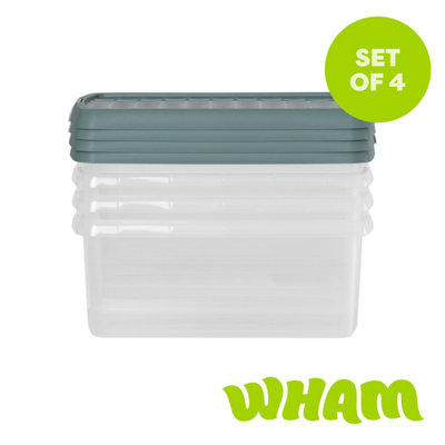 Wham Clip 4x 10.5L Rectangular Plastic Storage Boxes with Clip Lock ...