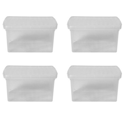 Wham Clip 4x 21.5L Rectangular Plastic Storage Boxes with Secure Clip Lock Lids. L:39 x W:29 x H:25.5cm Clear/Clear/Clear - 5
