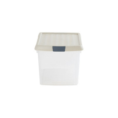 Wham Clip 5x 14L Rectangular Plastic Storage Boxes with Secure Clip Lock Lids. L:39 x W:24 x H:21cm Clear/Stone/Slate Grey - 4