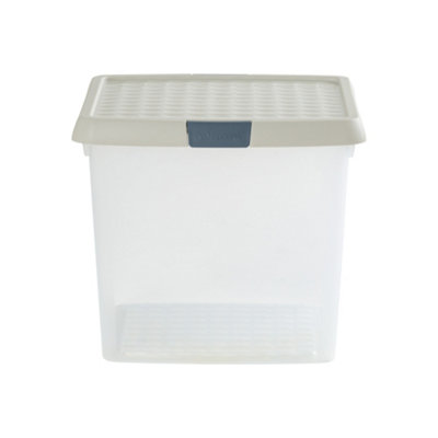 Wham Clip 5x 14L Square Plastic Storage Boxes with Secure Clip Lock Lids. L:29 x W:29 x H:26cm Clear/Stone/Slate Grey - 4