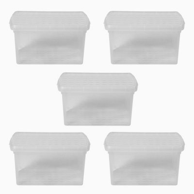Wham Clip 5x 21.5L Rectangular Plastic Storage Boxes with Secure Clip Lock Lids. L:39 x W:29 x H:25.5cm Clear/Clear/Clear