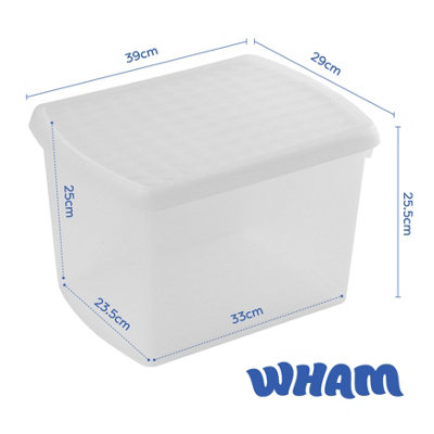 Wham Clip 5x 21.5L Rectangular Plastic Storage Boxes with Secure Clip Lock Lids. L:39 x W:29 x H:25.5cm Clear/Clear/Clear - 4