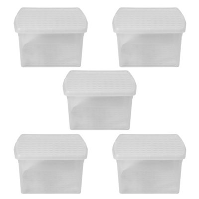 Wham Clip 5x 25.5L Square Plastic Storage Boxes with Secure Clip Lock Lids. L:39.5 x W:39.5 x H:22.5cm Clear/Clear/Clear