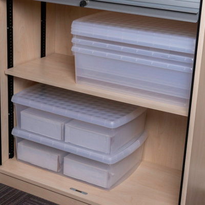 Wham Clip 5x 30L Rectangular Plastic Storage Boxes with Secure Clip Lock Lids. L:59.5 x W:39.5 x H:17cm Clear/Clear/Clear - 3