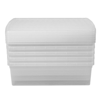 Wham Clip 5x 30L Rectangular Plastic Storage Boxes with Secure Clip Lock Lids. L:59.5 x W:39.5 x H:17cm Clear/Clear/Clear - 5