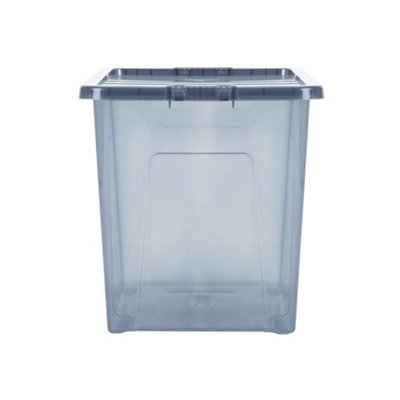 Wham Crystal 4 x 80L Stackable Plastic Storage Boxes with Lids Tint Smoke