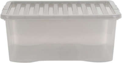 Wham Crystal 45 Liter Plastic Storage Box With Lid 60 x 40 x 25 cm ...