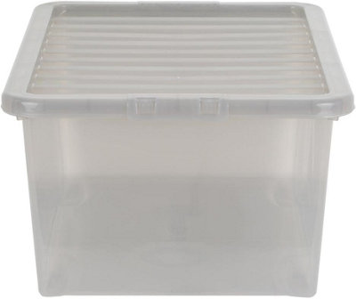 Wham Crystal 45 Liter Plastic Storage Box With Lid 60 x 40 x 25 cm ...