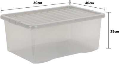 Wham Crystal 45 Liter Plastic Storage Box With Lid 60 x 40 x 25 cm ...
