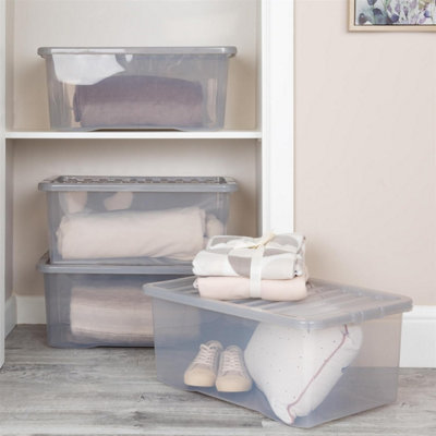 Wham Crystal 45 Liter Plastic Storage Box With Lid 60 x 40 x 25 cm ...