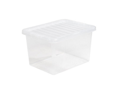 Wham Crystal 5 x 25L Stackable Plastic Storage Boxes with Lids Clear