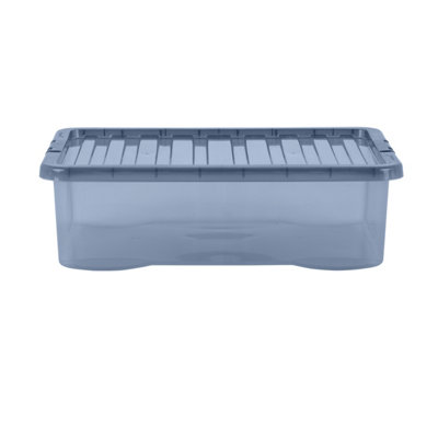 10 X 45l Clear Plastic Storage Box Boxes With Lids UK MADE Home Office